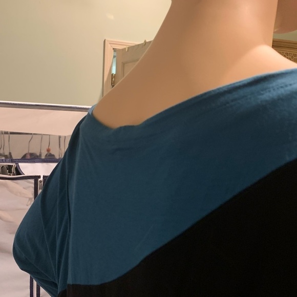 Igigi Dolman-Sleeved Colorblock Tunic Black Violet Aqua Banded Hem Sz 22 / 24 - Picture 5 of 10